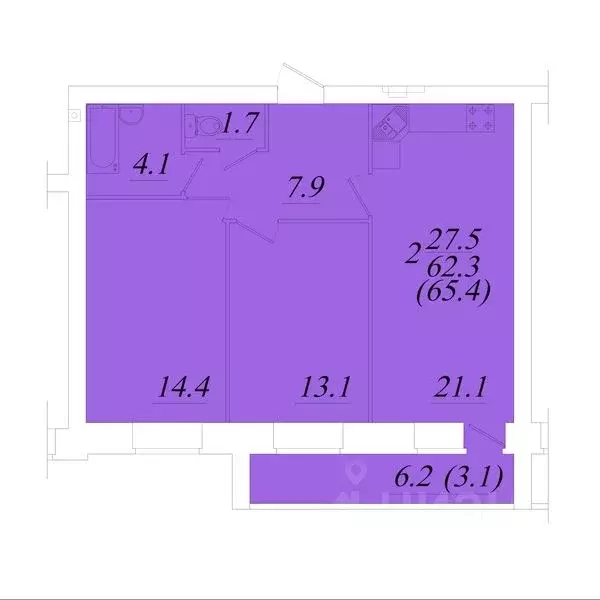 2-к кв. Вологодская область, Вологда Новгородская ул. (65.4 м) - Фото 0