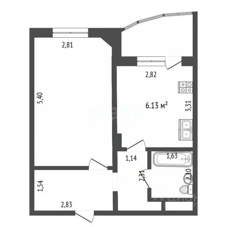 1-к кв. Саха (Якутия), Якутск ул. Хабарова, 23/2 (35.0 м) - Фото 2