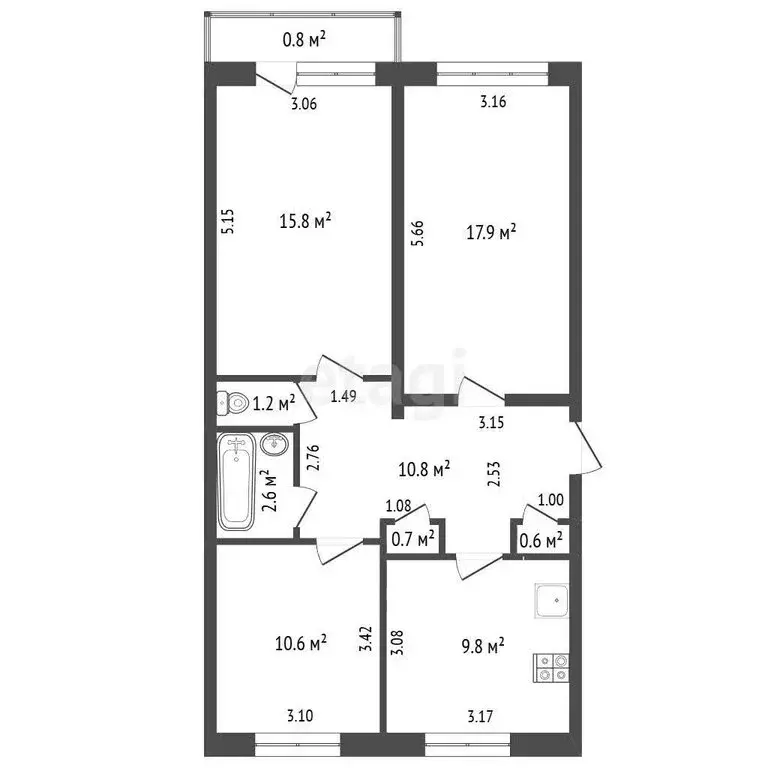 3-комнатная квартира: посёлок Текстильщиков, 4-й микрорайон, 26 (70 м) - Фото 1