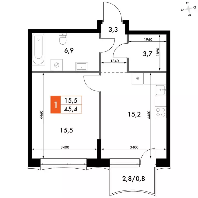1-комнатная квартира: Нижний Новгород, историческая территория Старый ... - Фото 1