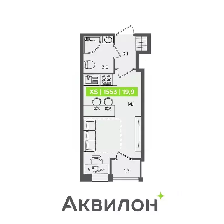 Студия Санкт-Петербург Планерная ул., 87к1 (19.9 м) - Фото 0