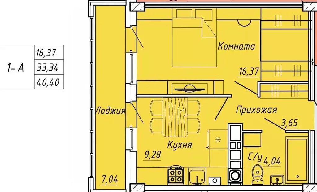 1-к кв. Ивановская область, Иваново Апрельская ул., 95 (40.4 м) - Фото 0