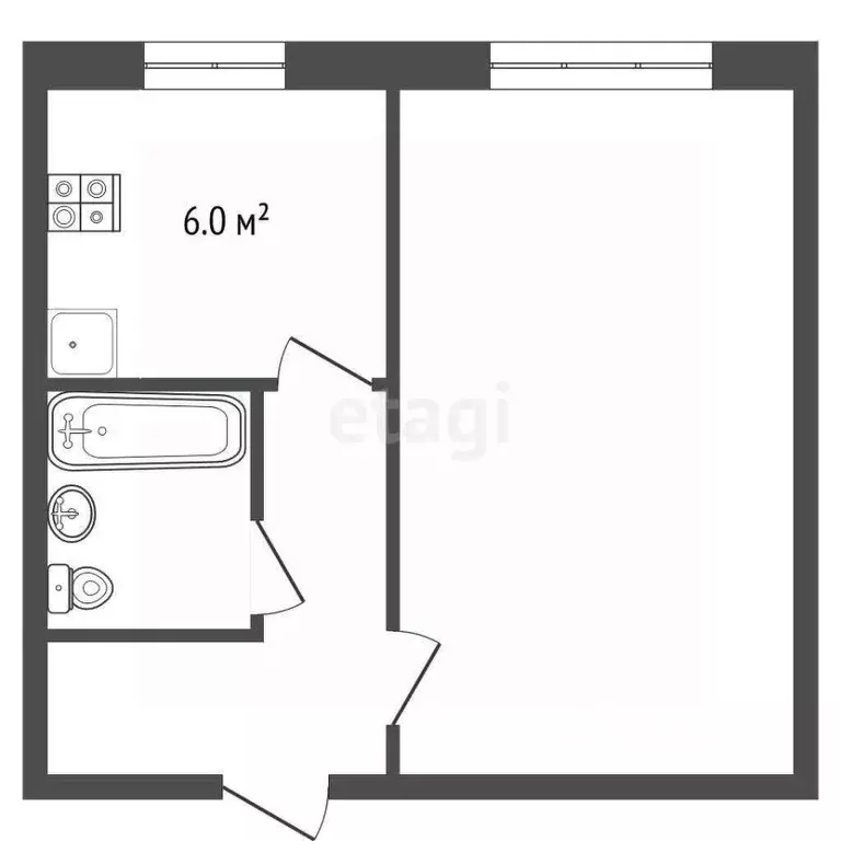 1-к кв. Владимирская область, Муром Нижегородская ул., 43 (28.0 м) - Фото 1