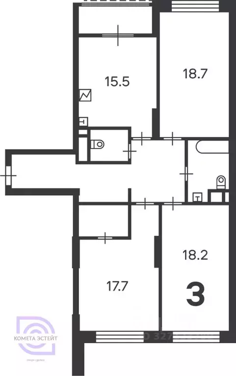 3-к кв. Москва Клинская ул., 2Ак7 (98.2 м) - Фото 2