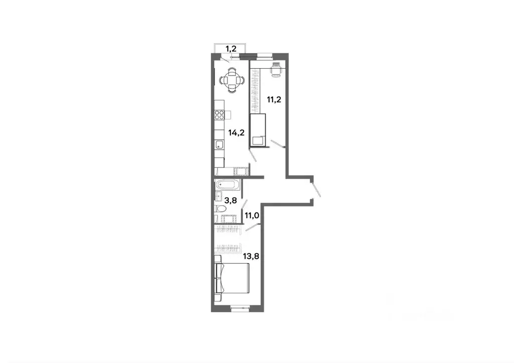2-к кв. Ханты-Мансийский АО, Сургут 30А мкр,  (54.0 м) - Фото 0