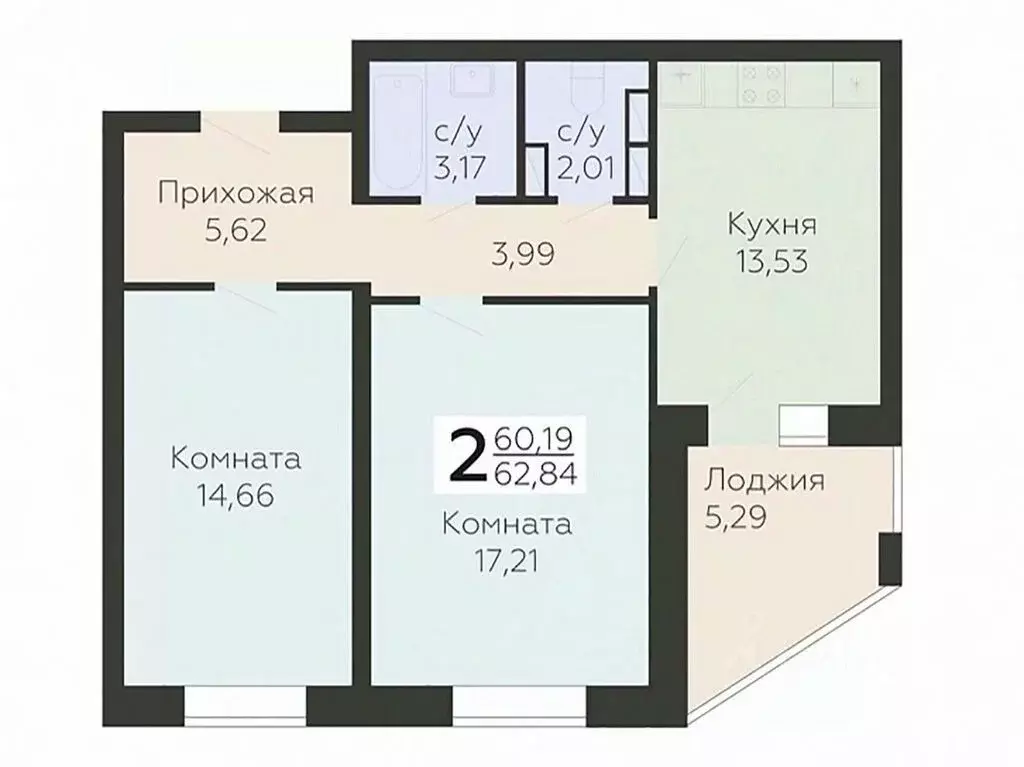 2-к кв. Орловская область, Орел ул. Панчука, 83Б (62.84 м) - Фото 0