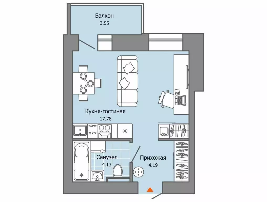 Квартира-студия: Пермь, улица Дзержинского, 35А (27 м) - Фото 0