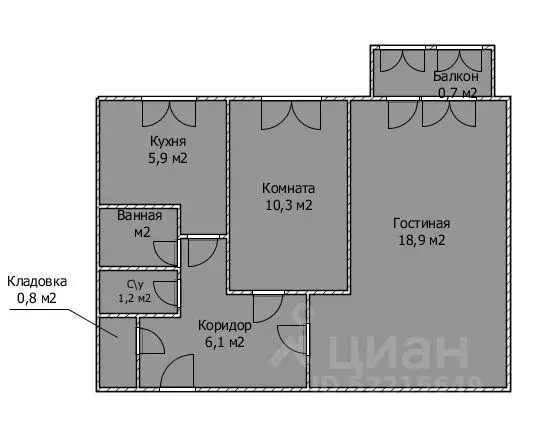 2-к кв. Башкортостан, Стерлитамак Коммунистическая ул., 24 (46.0 м) - Фото 1