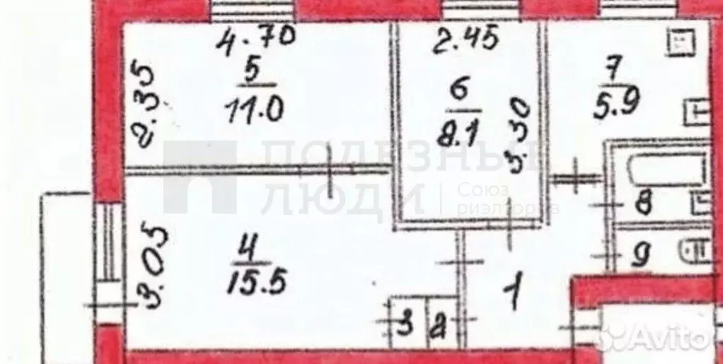 3-к кв. Новгородская область, Боровичи Московская ул., 32 (50.1 м) - Фото 2