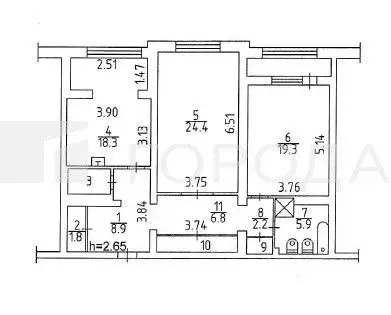 2-к кв. Кемеровская область, Новокузнецк ул. Кирова, 109 (103.5 м) - Фото 1