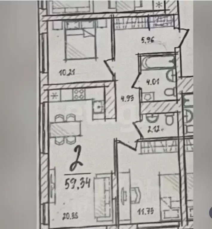 2-к кв. Тюменская область, Тюмень ул. Василия Подшибякина, 11 (58.3 м) - Фото 2