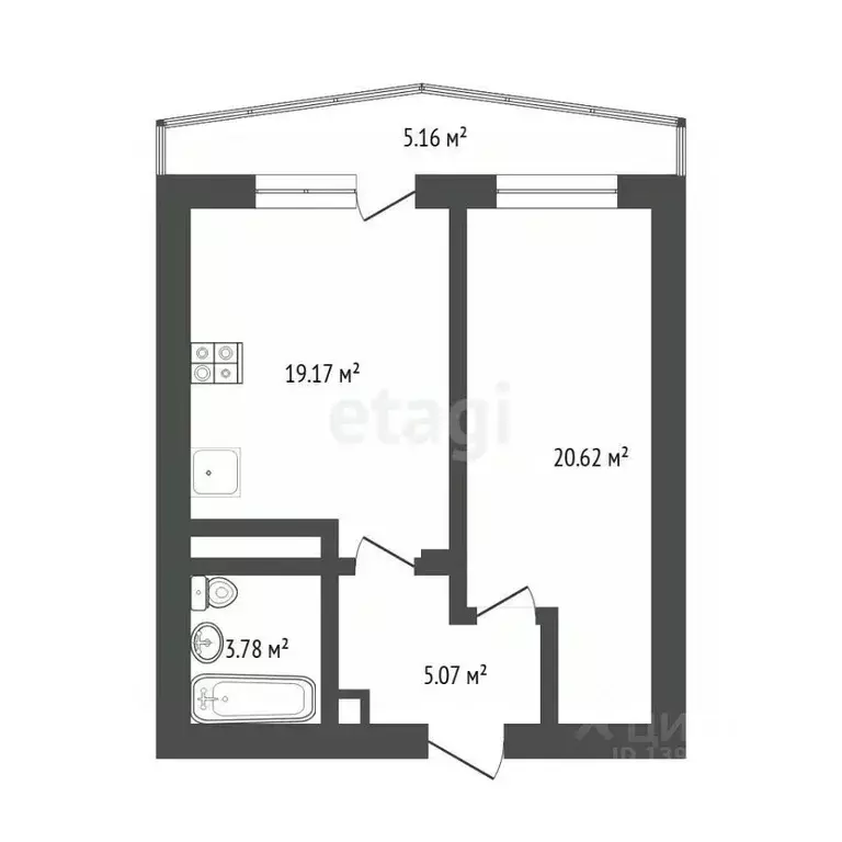 1-к кв. Тюменская область, Тюмень ул. Николая Зелинского, 16 (48.6 м) - Фото 2