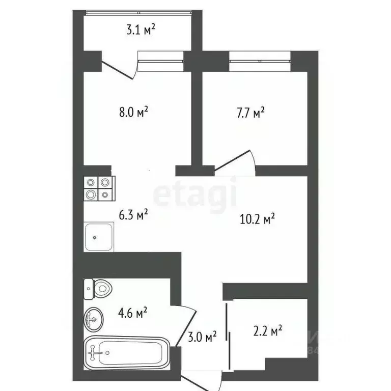 1-к кв. Краснодарский край, Геленджик Крымская ул., 22к8 (44.4 м) - Фото 2