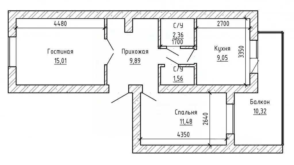 2-к кв. Кабардино-Балкария, Нальчик ул. Мечникова (56.0 м) - Фото 2