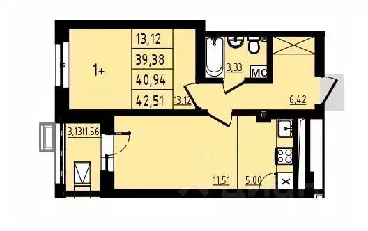 1-к кв. Башкортостан, Уфа Затон-Восточный жилрайон, Новаленд мкр,  ... - Фото 1