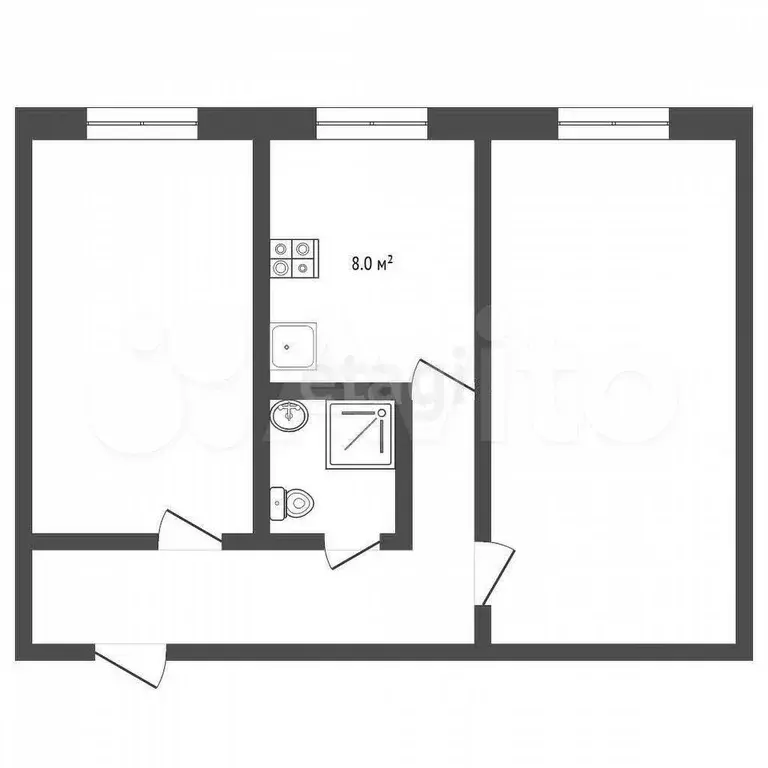 2-к. квартира, 42 м, 2/5 эт. - Фото 0