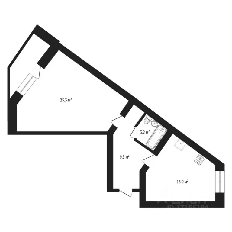 Студия Тюменская область, Тюмень ул. Беляева, 23/1 (12.0 м) - Фото 2