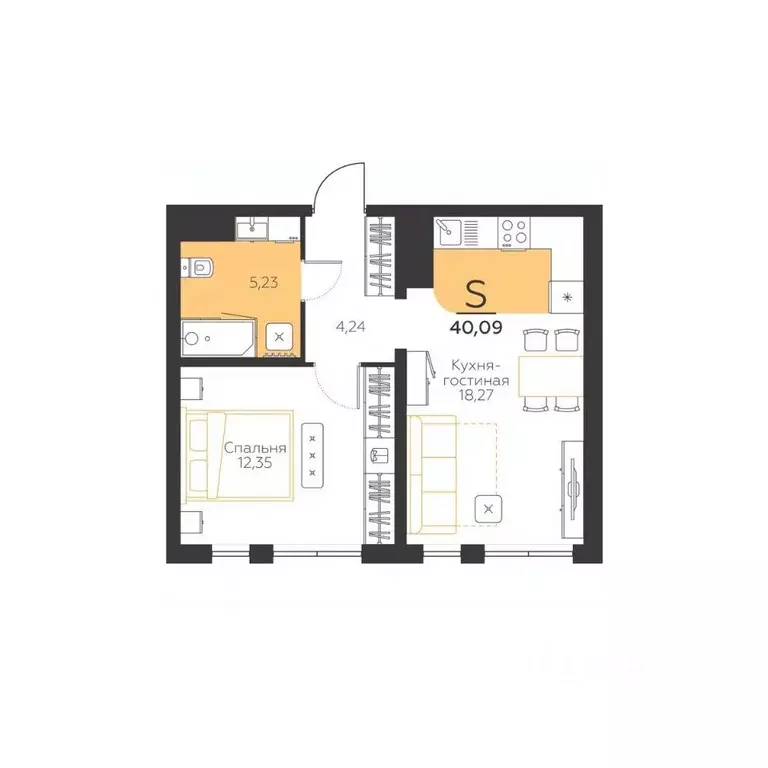 1-к кв. Тульская область, Тула городской округ, пос. Молодежный 10 ... - Фото 1