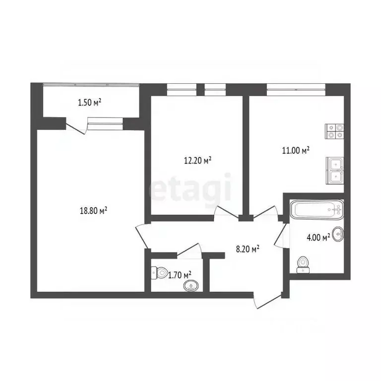 2-к кв. Тюменская область, Тюмень Полевая ул., 117к3 (55.7 м) - Фото 2