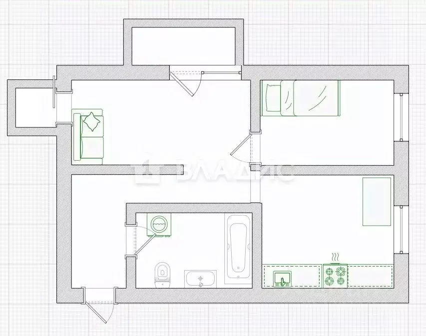 1-к кв. Пензенская область, Пенза ул. Беляева, 6 (31.8 м) - Фото 2