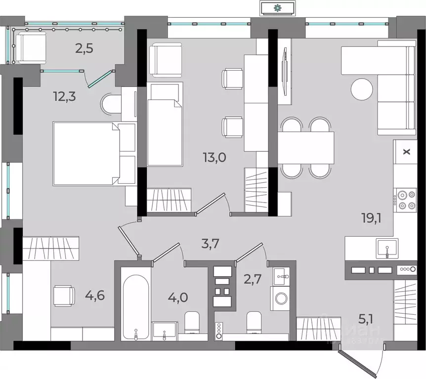 2-к кв. Удмуртия, Ижевск Северо-Западный жилрайон, 2-й мкр, Новый ... - Фото 1