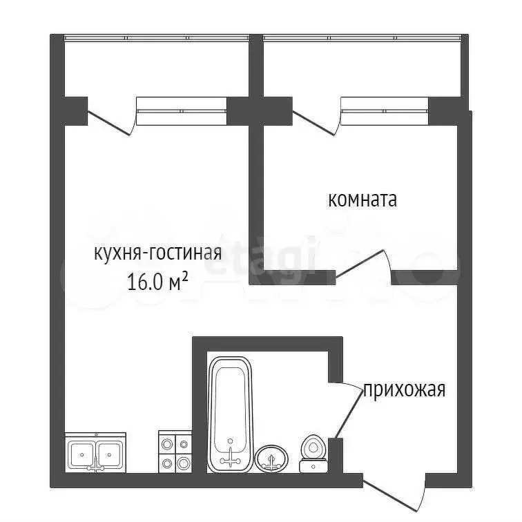 1-к. квартира, 30,5 м, 4/8 эт. - Фото 0