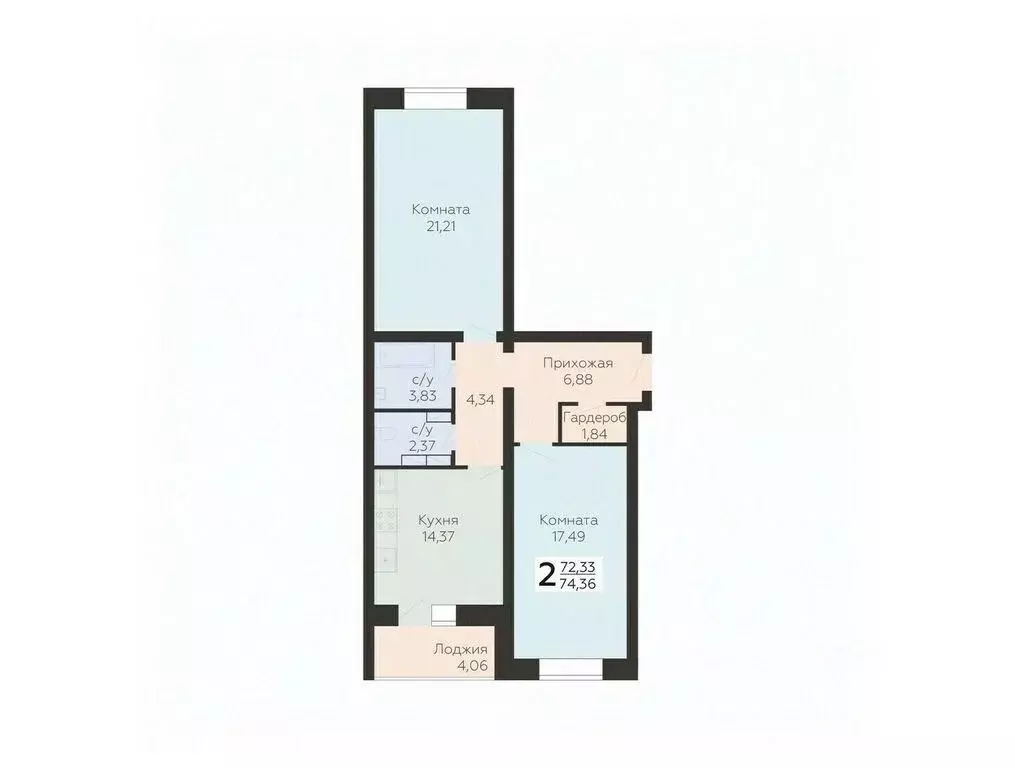2-к кв. Орловская область, Орел ул. Панчука, 83Б (74.36 м) - Фото 0