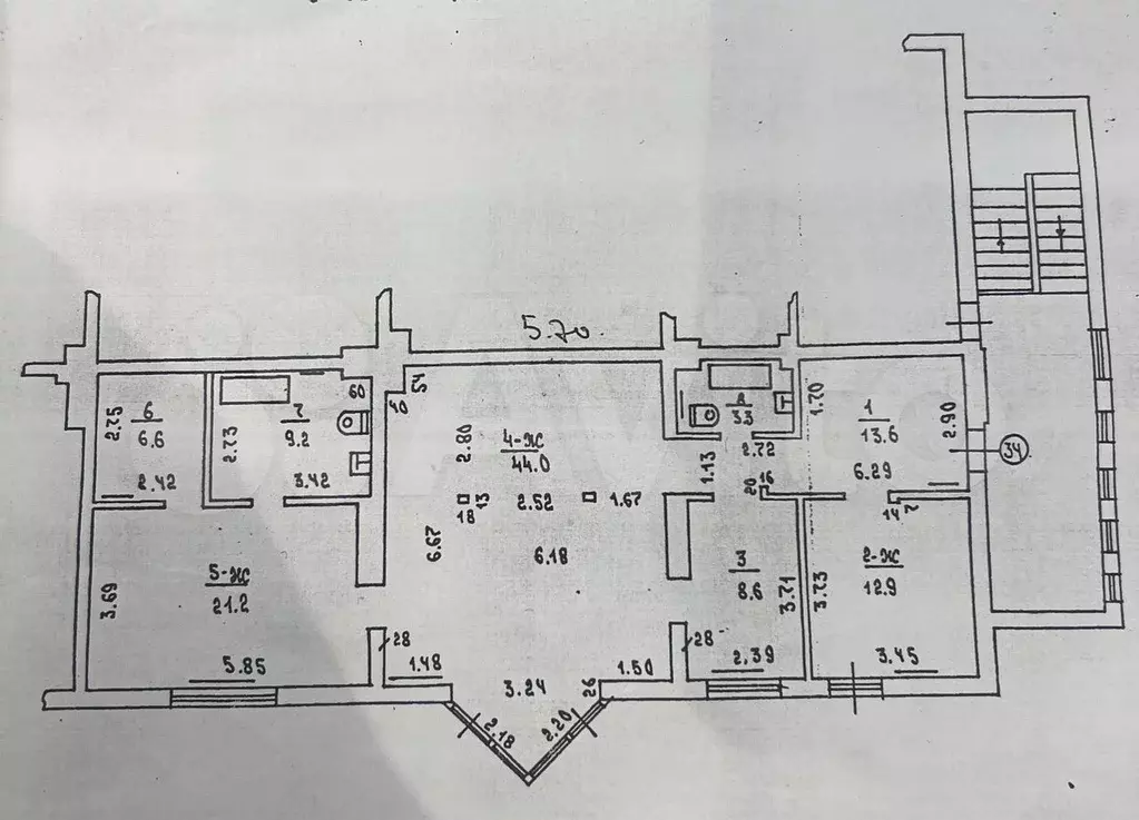 3-к. квартира, 120 м, 4/4 эт. - Фото 0
