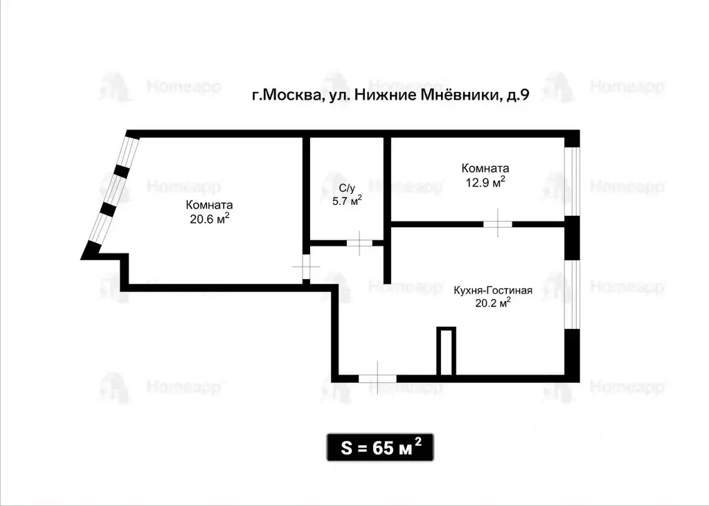 2-к кв. Москва ул. Нижние Мневники, 9 (65.0 м) - Фото 2