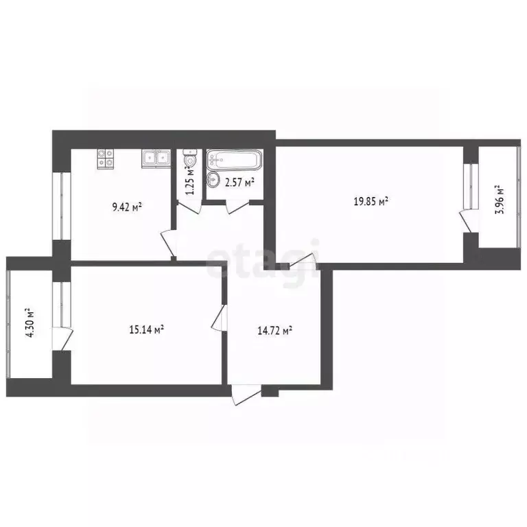 2-к кв. Вологодская область, Великий Устюг ул. Водников, 19А (63.0 м) - Фото 2