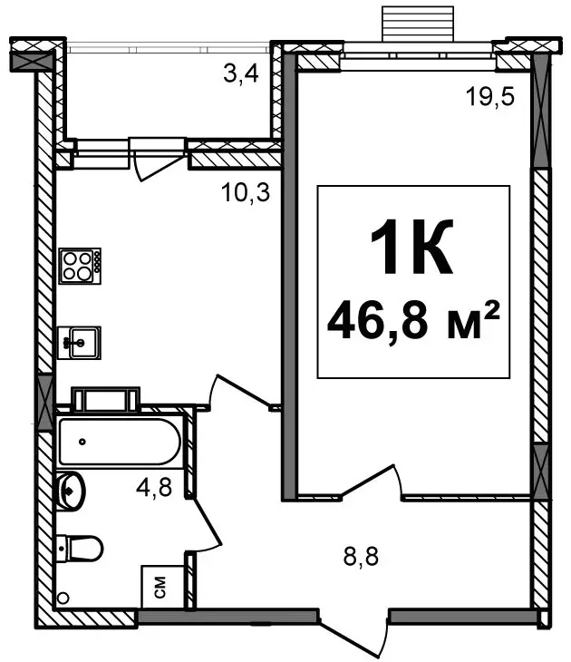 1-комнатная квартира: Нижний Новгород, ЖК Подкова на Родионова (46.8 ... - Фото 1