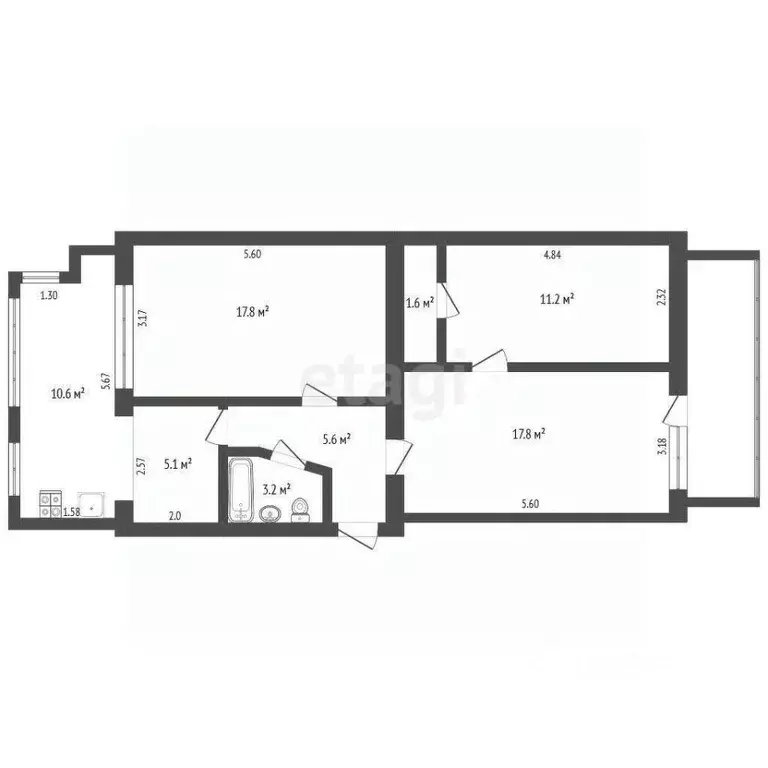 3-к кв. Севастополь ул. Маршала Геловани, 10 (81.3 м) - Фото 1