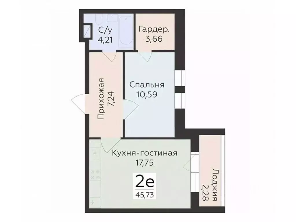 2-к кв. Воронежская область, Воронеж ул. Матросова (45.73 м) - Фото 0