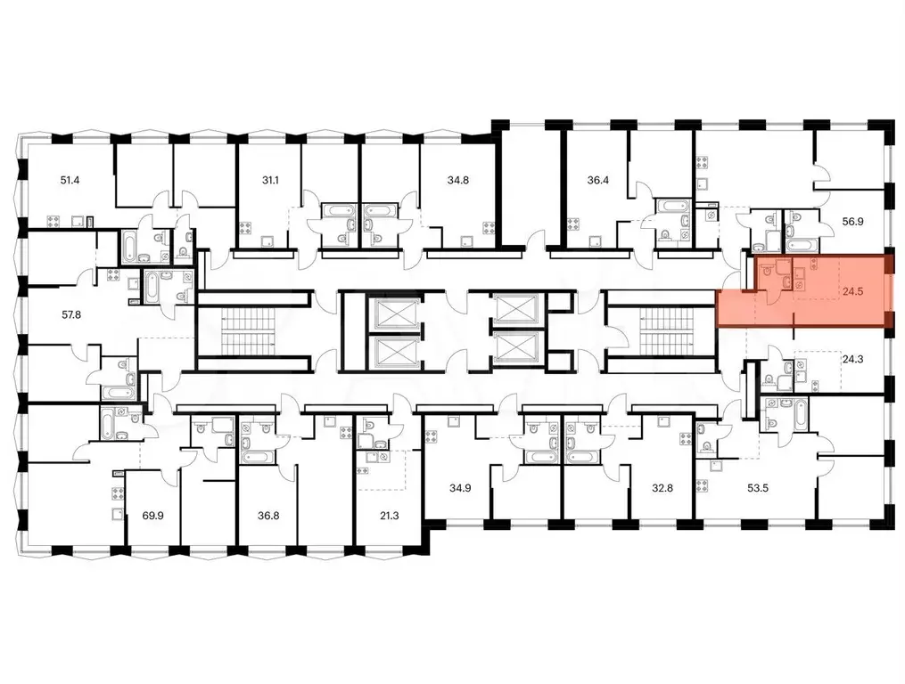 Квартира-студия, 24,5 м, 16/32 эт. - Фото 1