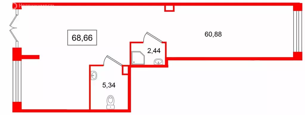 Помещение свободного назначения (68.66 м) - Фото 2