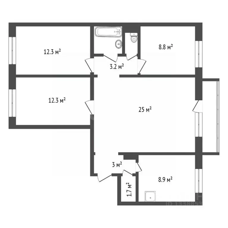 4-к кв. Красноярский край, Красноярск ул. Молокова, 40 (78.6 м) - Фото 2