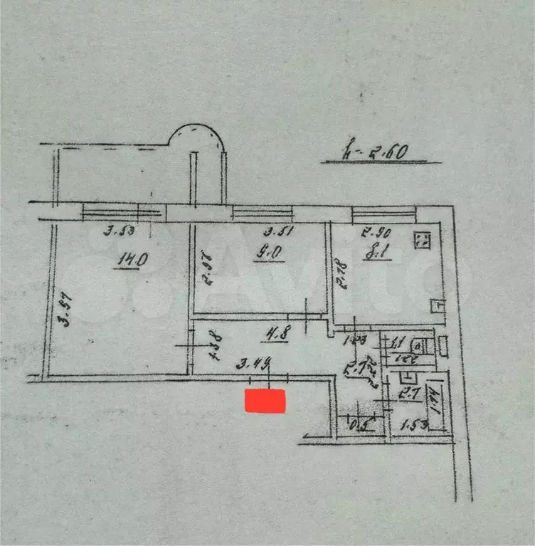 2-к. квартира, 42,9 м, 8/9 эт. - Фото 0