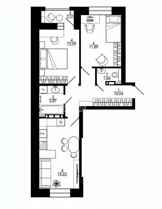 2-к кв. Липецкая область, Липецк ул. Е.И. Замятина, 1 (60.02 м) - Фото 1