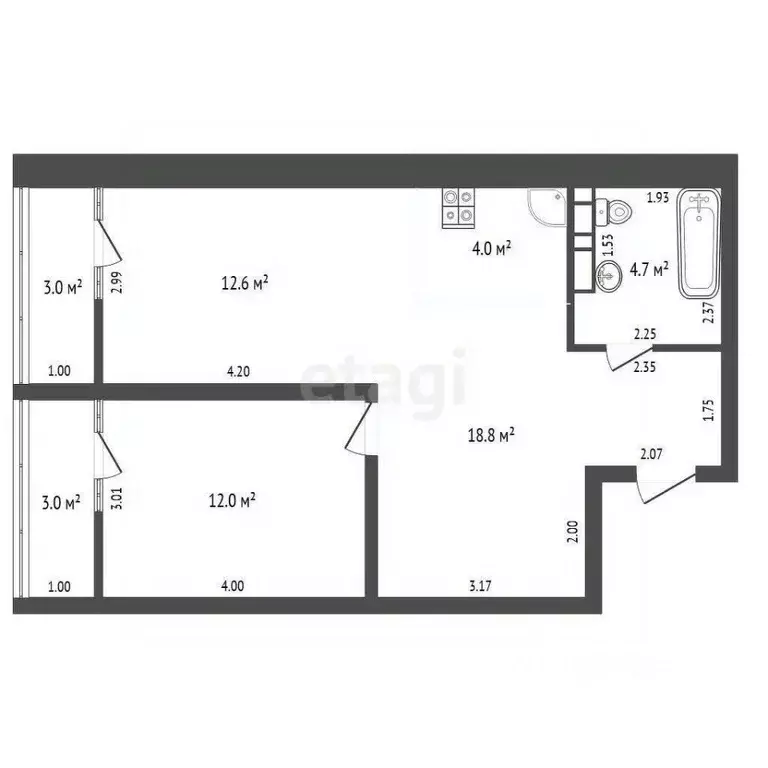 2-к кв. Алтайский край, Барнаул Песчаная ул., 190 (58.1 м) - Фото 2