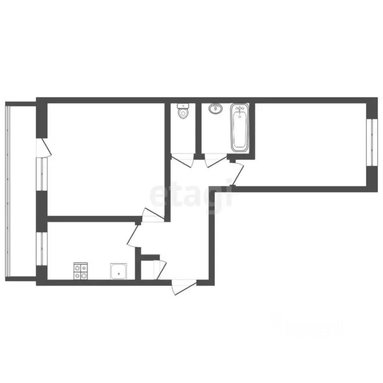 2-к кв. Татарстан, Набережные Челны ул. Татарстан, 30/116 (43.6 м) - Фото 1