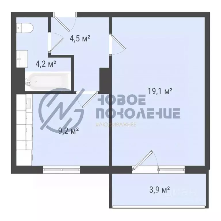 1-к кв. Омская область, Омск пос. Биофабрика, 18к1 (37.0 м) - Фото 0