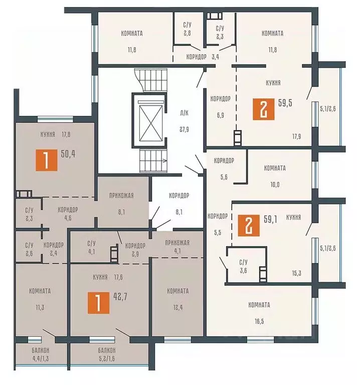 2-к кв. Курганская область, Курган ул. Коли Мяготина, 34Б (59.1 м) - Фото 1