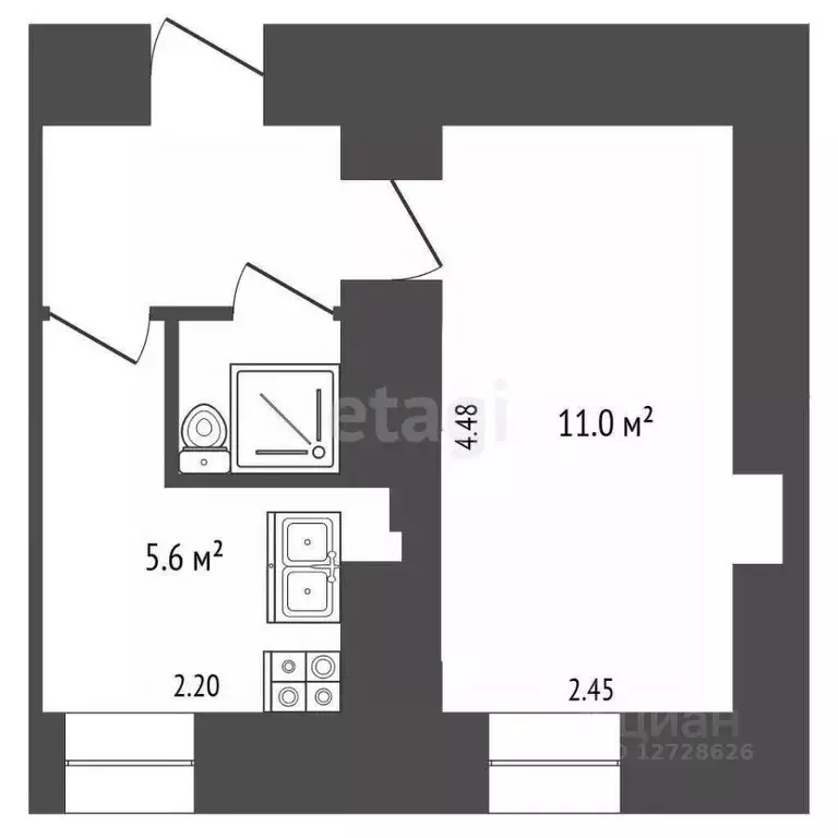 1-к кв. Калужская область, Калуга ул. Баумана, 34 (20.1 м) - Фото 1