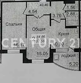 Квартира, 2 комнаты, 57.56 м - Фото 2