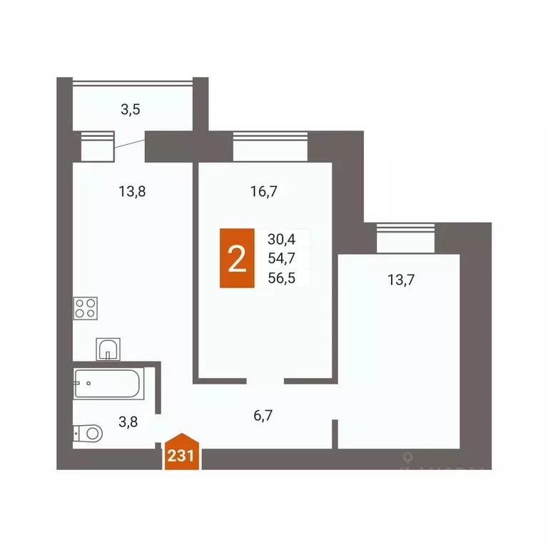 2-к кв. Забайкальский край, Чита пос. Текстильщиков, 3-й мкр, 21 (57.0 ... - Фото 1