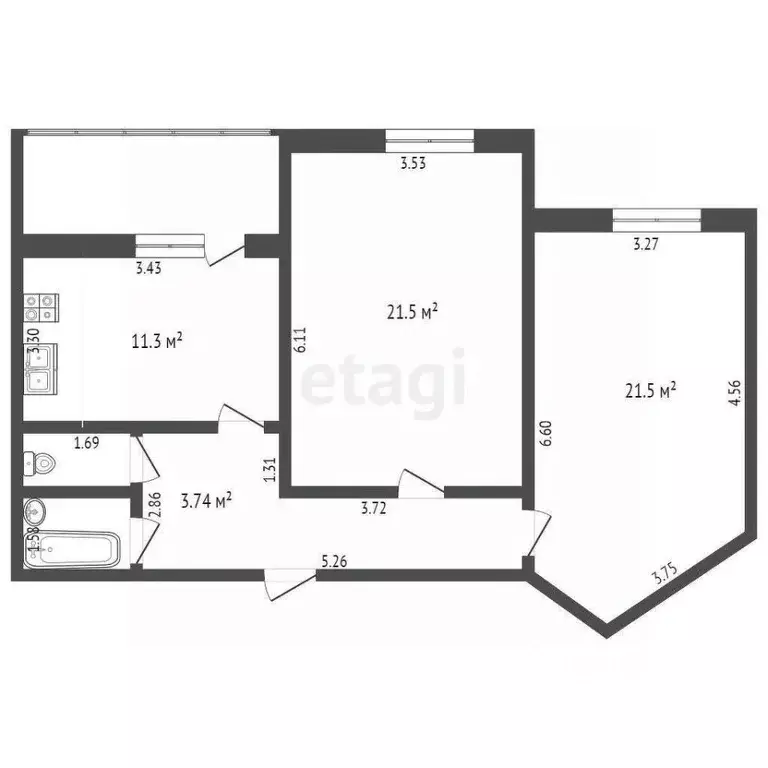 2-к кв. Ханты-Мансийский АО, Сургут ул. Крылова, 20 (75.0 м) - Фото 1