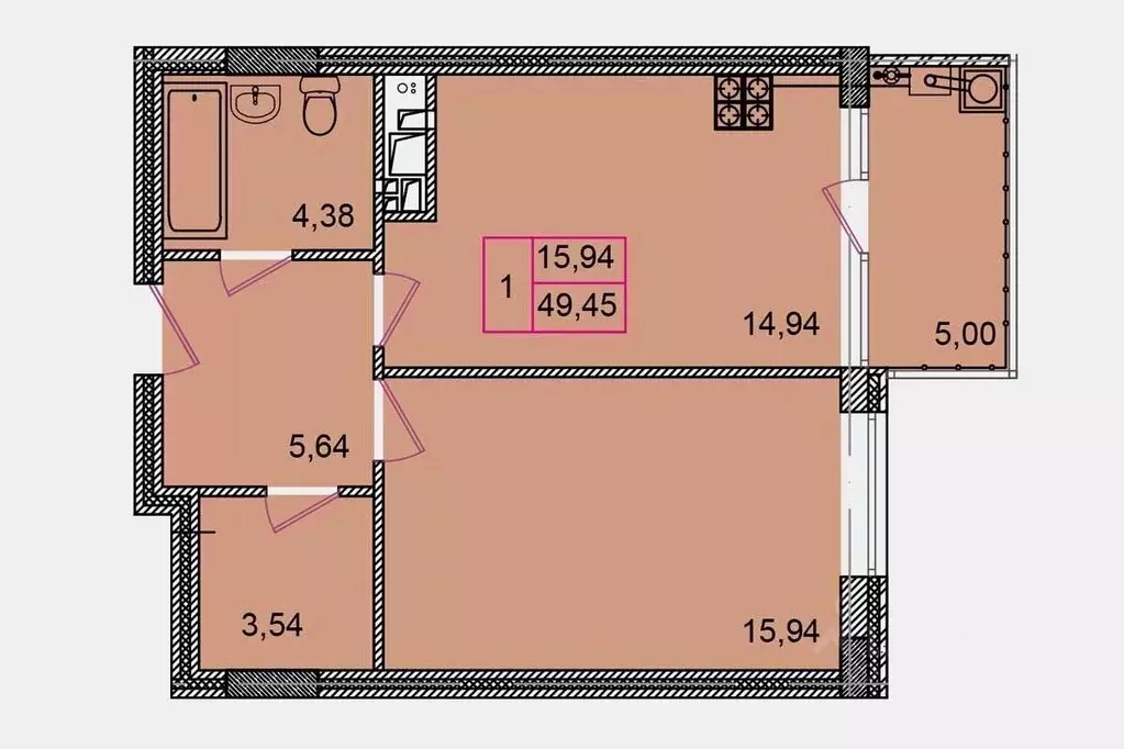 1-к кв. Курская область, Курск ул. Халтурина, 6А (49.44 м) - Фото 1