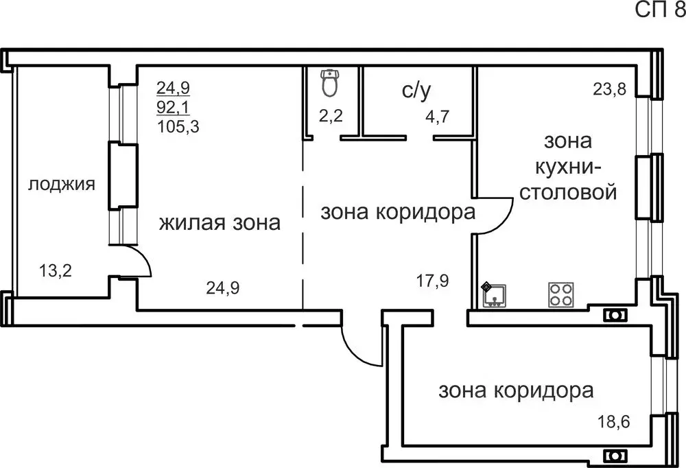 1-к кв. Вологодская область, Череповец Любецкая ул., 30 (105.3 м) - Фото 0