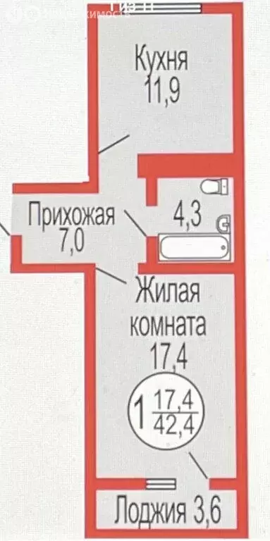1-комнатная квартира: Оренбург, Уральская улица, 2/25 (40.7 м) - Фото 0