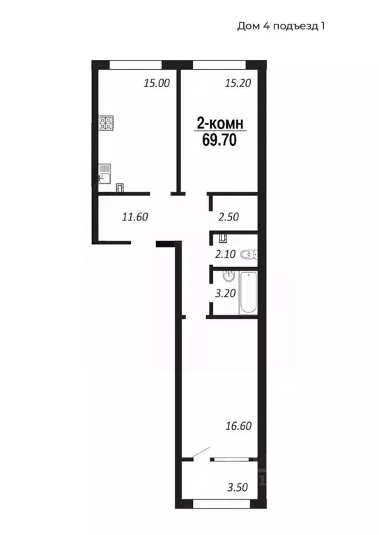 2-к кв. Омская область, Омск просп. Королева (69.7 м) - Фото 0